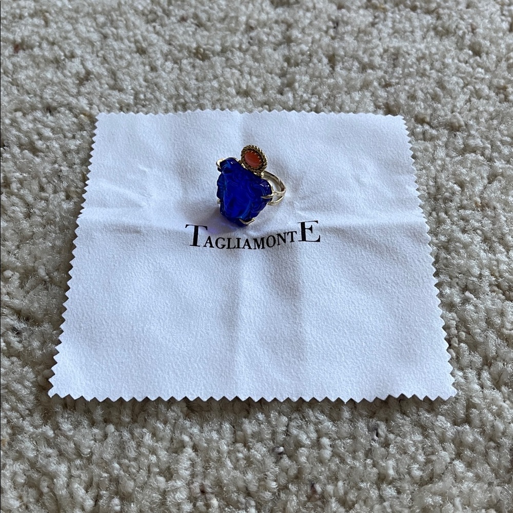 TAGLIAMONTE HANDMADE GLASS ITALIAN REAL CORRAL RING